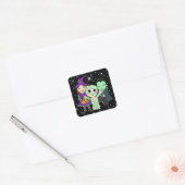 Drie Kinderen in Halloween Costume Vierkante Sticker (Envelop)