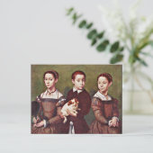 Drie Kinderen met Dog, mooi kunstschilderij Briefkaart (Staand voorkant)