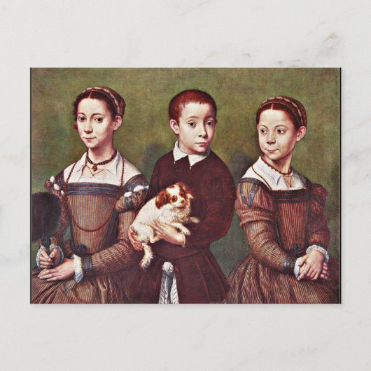 Drie Kinderen met Dog, mooi kunstschilderij Briefkaart (Voorkant)