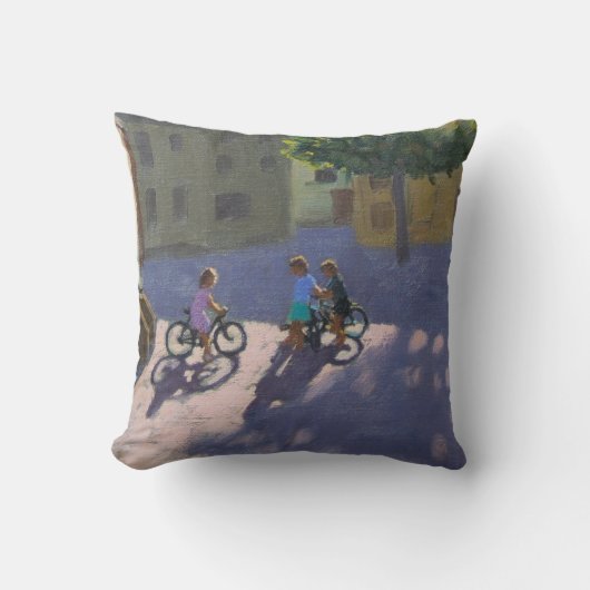 Drie kinderen met fietsen Spanje Kussen (Voorkant)