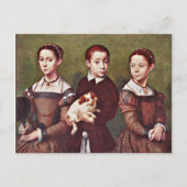 Drie kinderen met hond, schilderij van fijne kunst briefkaart (Voorkant)
