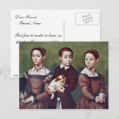 Drie kinderen met hond van Anguissola Sofonisba Briefkaart (Voorkant / Achterkant)