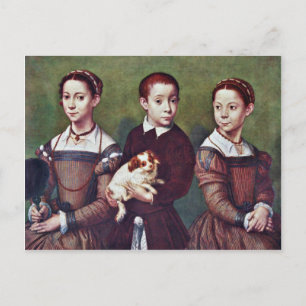 Drie kinderen met hond van Anguissola Sofonisba Briefkaart