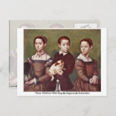 Drie kinderen met hond van Anguissola Sofonisba Briefkaart (Voorkant / Achterkant)