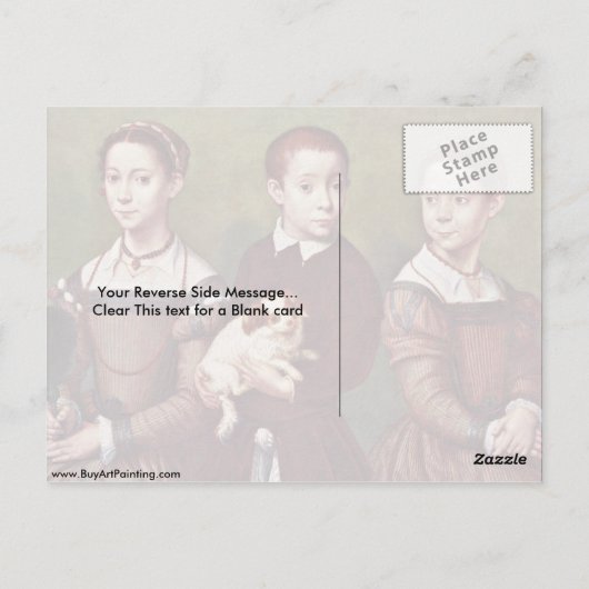 Drie kinderen met hond van Anguissola Sofonisba Briefkaart (Achterkant)