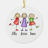 Drie kinderen op maat keramisch ornament (Voorkant)