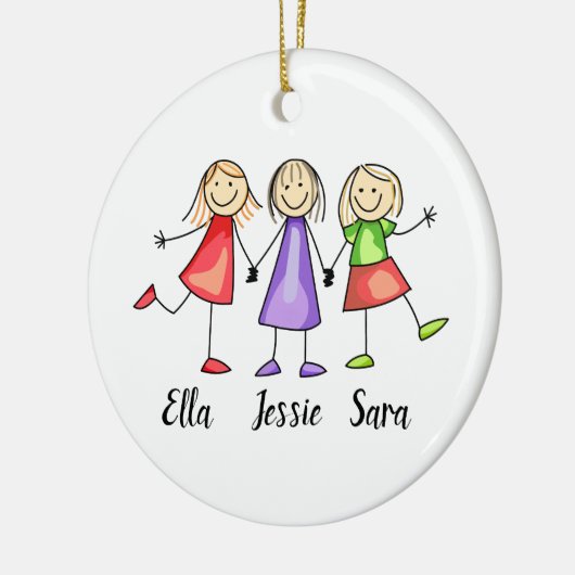 Drie kinderen op maat keramisch ornament (Links)