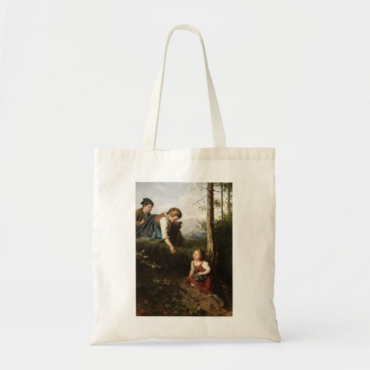 Drie kinderen plukken bessen in de Bossen Tote Bag (Voorkant)