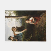 Drie kinderen plukken wilde bessen in een bos deurmat (Voorkant)