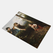 Drie kinderen plukken wilde bessen in een bos deurmat (Schuin)