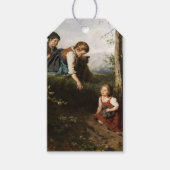 Drie kinderen plukken wilde bessen in het bos cadeaulabel (Voorkant)