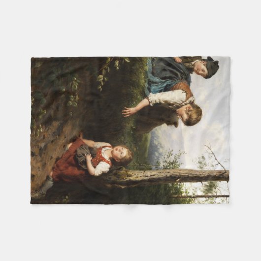 Drie kinderen plukken wilde bessen in het bos fleece deken (Voorkant (Horizontaal))