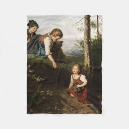 Drie kinderen plukken wilde bessen in het bos fleece deken