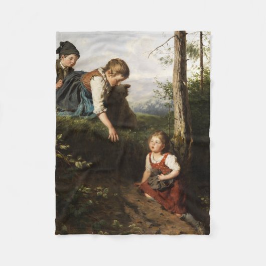 Drie kinderen plukken wilde bessen in het bos fleece deken (Voorkant)