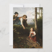 Drie kinderen plukken wilde bessen in het bos kaart (Voorkant)