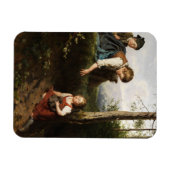 Drie kinderen plukken wilde bessen in het bos magneet (Horizontaal)