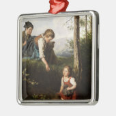 Drie kinderen plukken wilde bessen in het bos metalen ornament (Links)