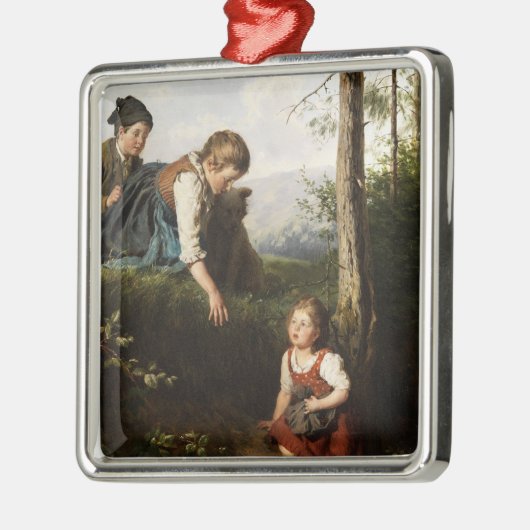 Drie kinderen plukken wilde bessen in het bos metalen ornament (Links)