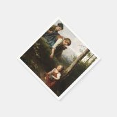 Drie kinderen plukken wilde bessen in het bos servet (Hoek)