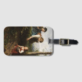 Drie kinderen wilde bessen in een bos bagagelabel (Voorkant (horizontaal))