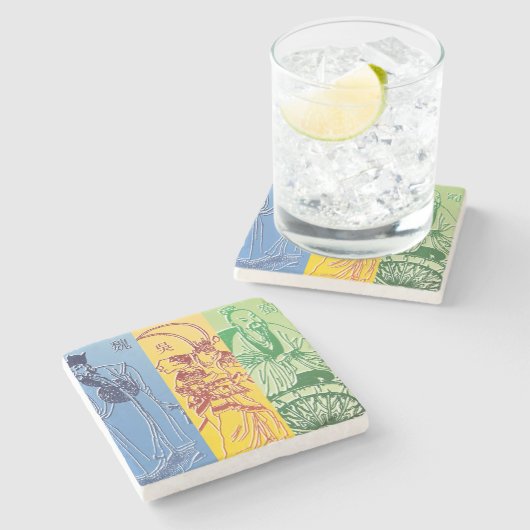 Drie Kingdoms Stenen Onderzetter (Zijkant)