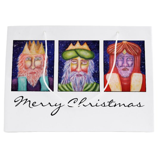Drie Kings Art Kerstmis Large Cadeautasje (Voorkant)