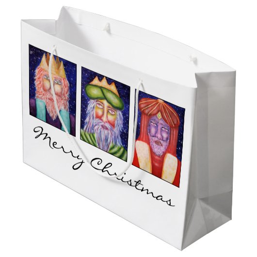 Drie Kings Art Kerstmis Large Cadeautasje (Achterkant Gekanteld)