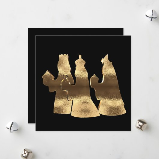 Drie Kings Day Black en Gold Happy Epiphany Feestdagenkaart (Voorkant / Achterkant in situ)