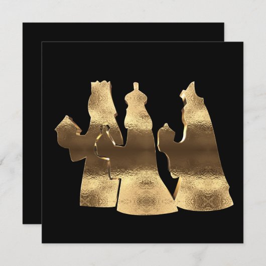 Drie Kings Day Black en Gold Happy Epiphany Feestdagenkaart (Voorkant / Achterkant)
