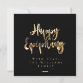 Drie Kings Day Black en Gold Happy Epiphany Feestdagenkaart (Achterkant)