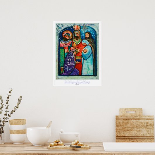 Drie Kings Kerstmis Poster, Matthew 2:11 vers Poster (Keuken)
