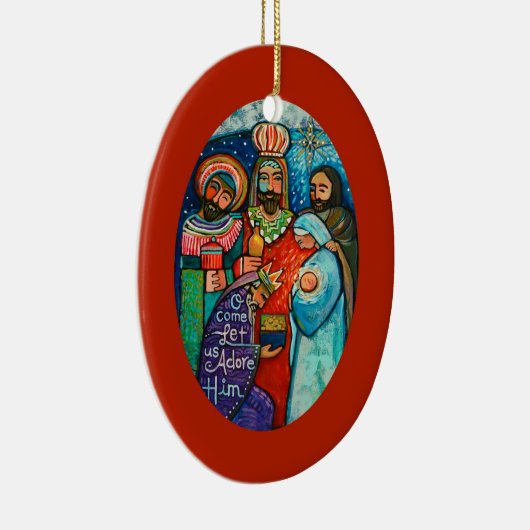 Drie Kings, laten we hem vrolijken op zijn kerstve Keramisch Ornament (Rechts)