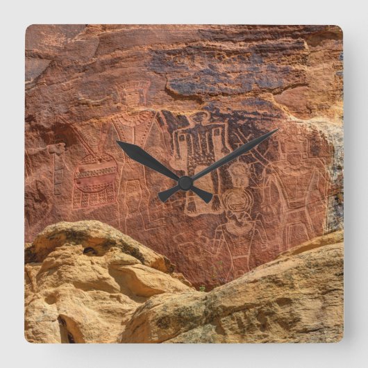 Drie Kings Petroglyph - Mcconkie Ranch - Utah Vierkante Klok (Voorkant)