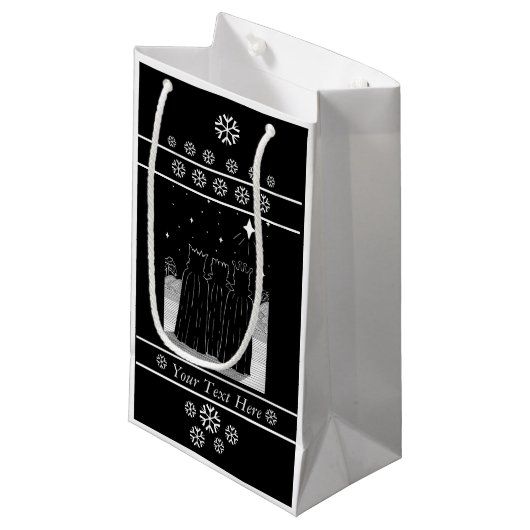 Drie kings sterren zwarte en witte kerst klein cadeauzakje (Voorkant Gekanteld)