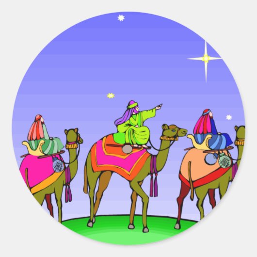 Drie Kings volgen kerstster Ronde Sticker (Voorkant)