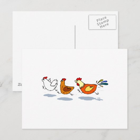 Drie kippen briefkaart (Voorkant / Achterkant)