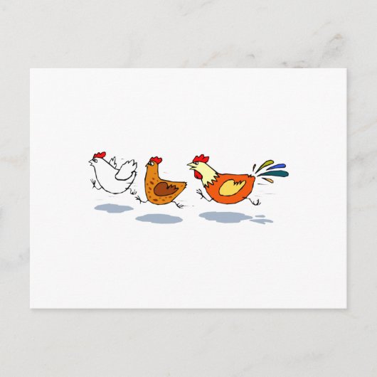 Drie kippen briefkaart (Voorkant)