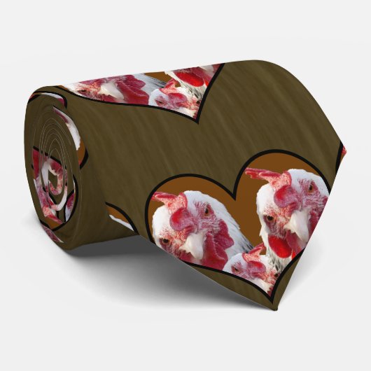 Drie kippen in een hart, stropdas (Opgerold)