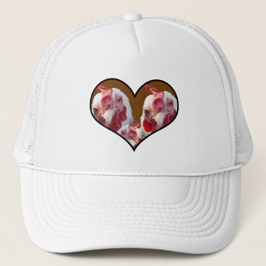 Drie kippen in een hart, trucker pet (Voorkant)