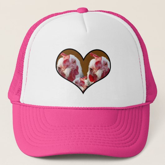 Drie kippen in een hart, trucker pet (Voorkant)