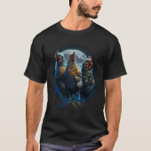 Drie kippen Moon Howling T-shirt (Voorkant)