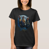 Drie kippen Moon Howling T-shirt (Voorkant)