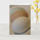 Drie kippeneieren kaart (Gele Bloem)