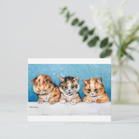 Drie Kittens, Cat, Louis Wain Briefkaart (Staand voorkant)