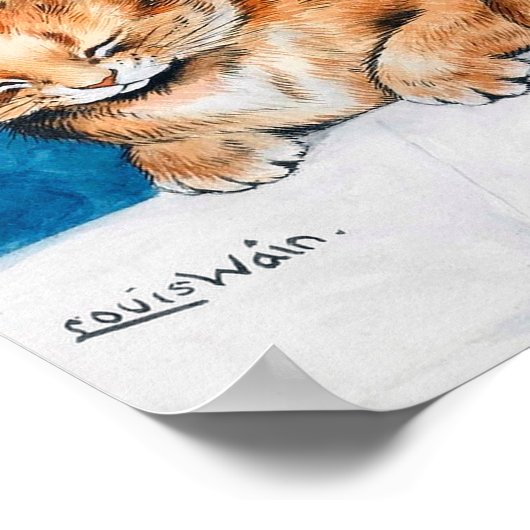 Drie Kittens, Cat, Louis Wain Poster (Hoek)