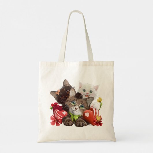 Drie kittens en harten tote bag (Achterkant)