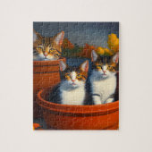 Drie Kittens in bloempotten, puzzel Legpuzzel (Verticaal)