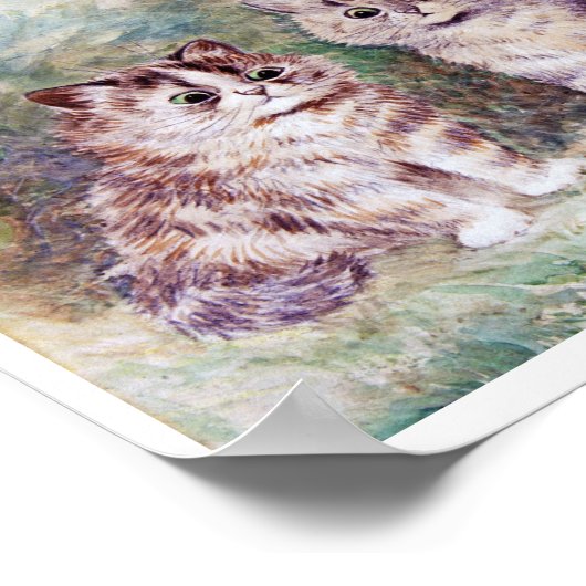 Drie Kittens, Louis Wain Poster (Hoek)