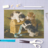 Drie Kittens met een kast & blauw lint, Ronner Tissuepapier (Craft)