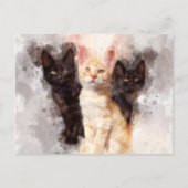 Drie kittens schattig en mooie waterverf briefkaart (Voorkant)